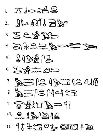 How to write i love you in egyptian hieroglyphs